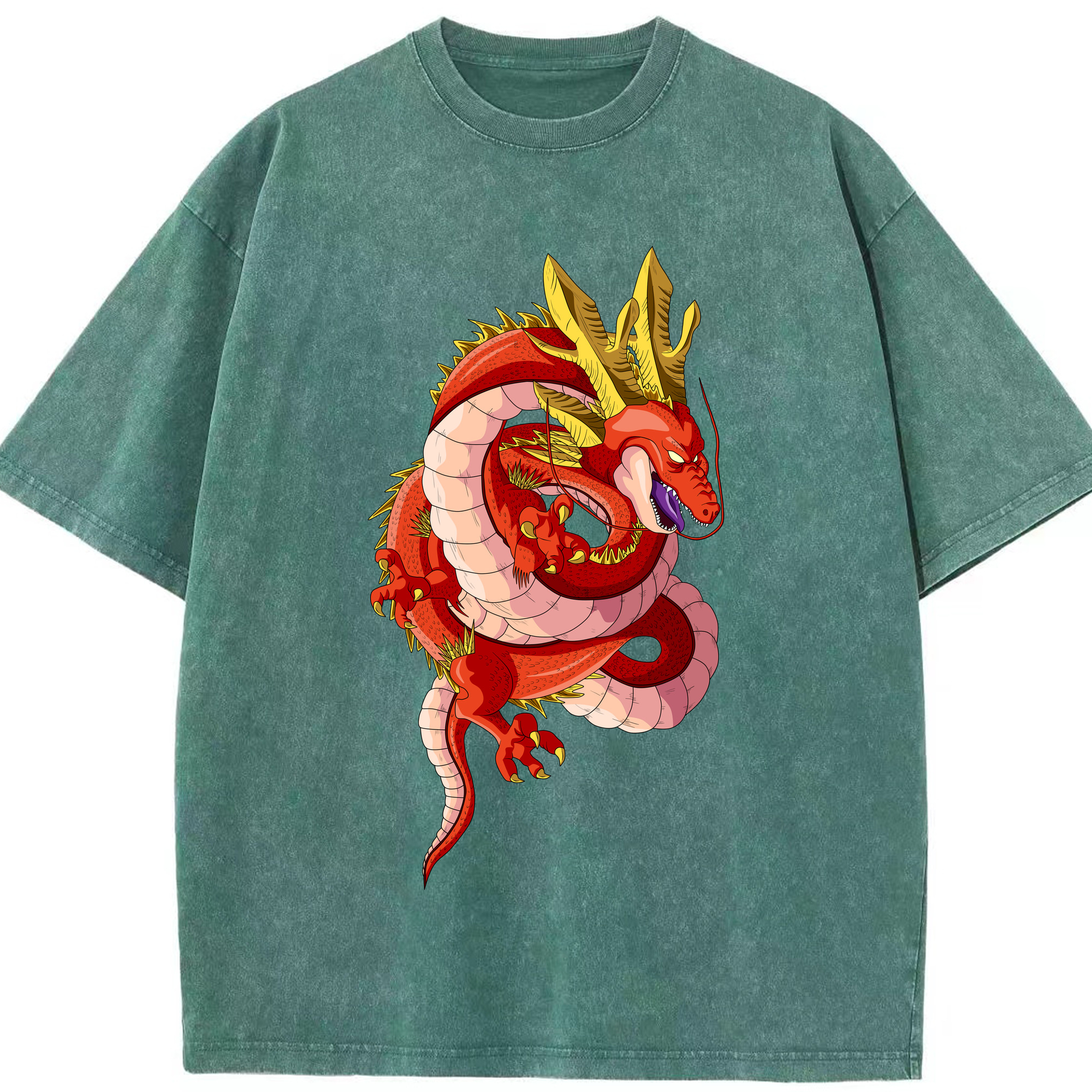 （画像用） ドラゴンボール 神龍 シェンロン DRAGON BALL Shenron 綿100% ヴィンテージ風 半袖Tシャツ（フロントプリント）